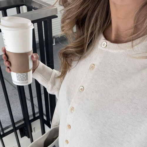 Cardigan basique en fine maille en coton mélangé